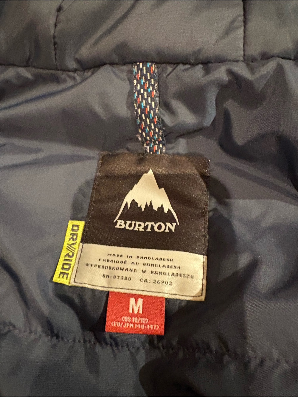 Burton Kids Hooded Puffer Jacket in Olive Green with Orange Accents - Picture 5 of 6